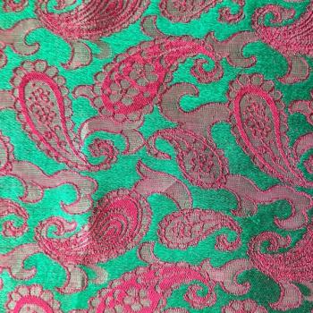 Preview: PINK GREEN PAISLEY Seidenjacquard aus Vietnam